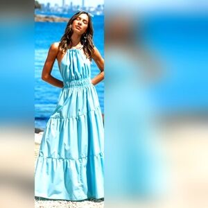NWY Blue Summer maxi dress Sz